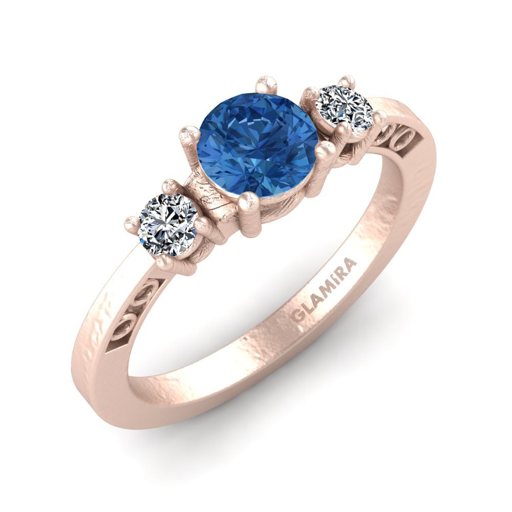 750 Rood Goud Donker Blauwe Zirkoon Dames Ring Hergy