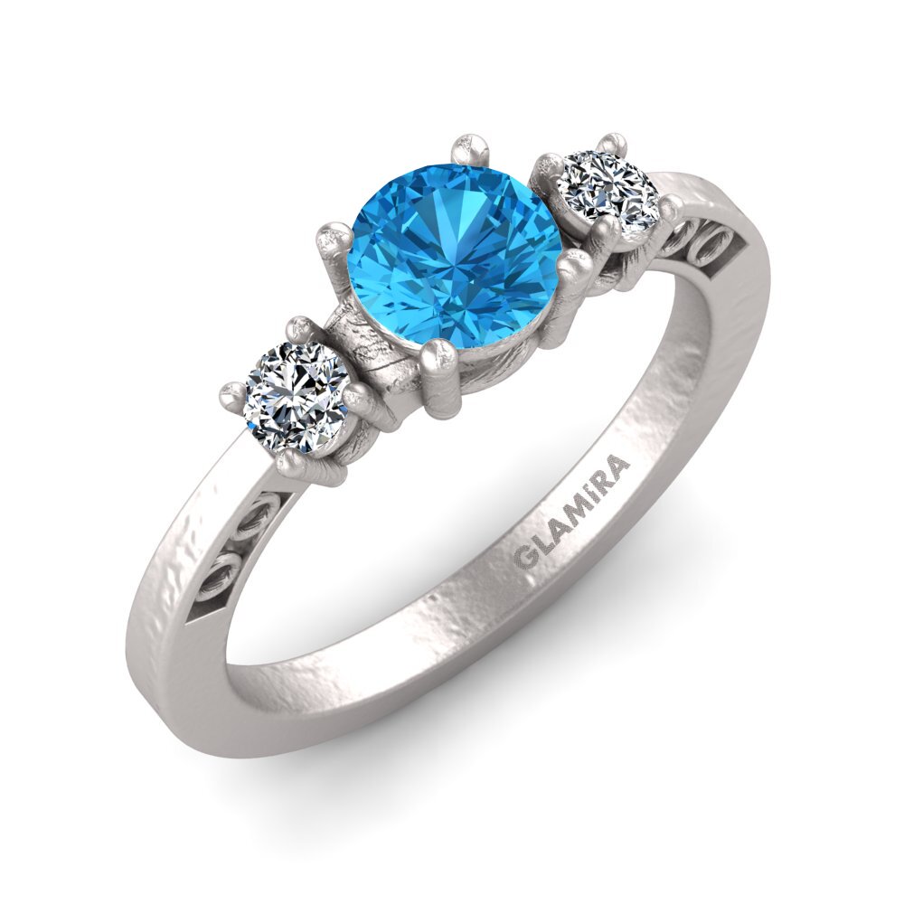 Round Blue Topaz Women's Ring Hergy
