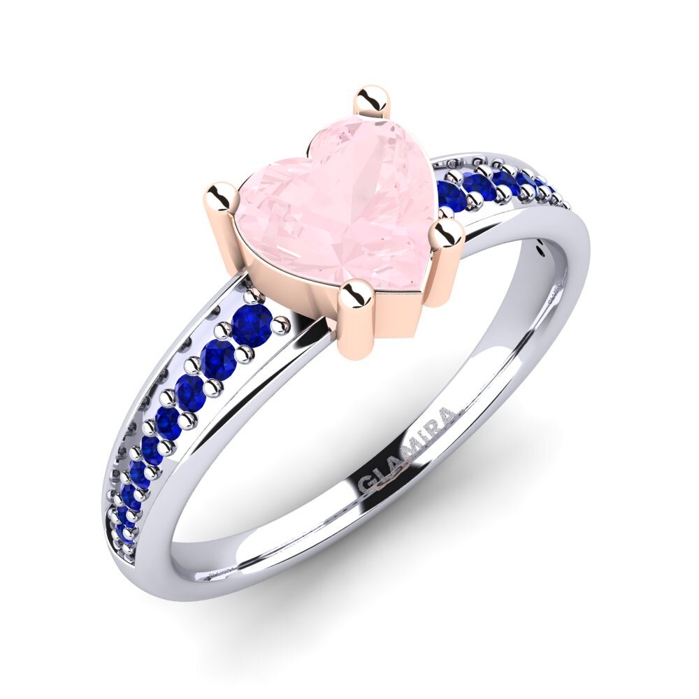 18K White & Rose Gold Rose Quartz Engagement Ring Herlane