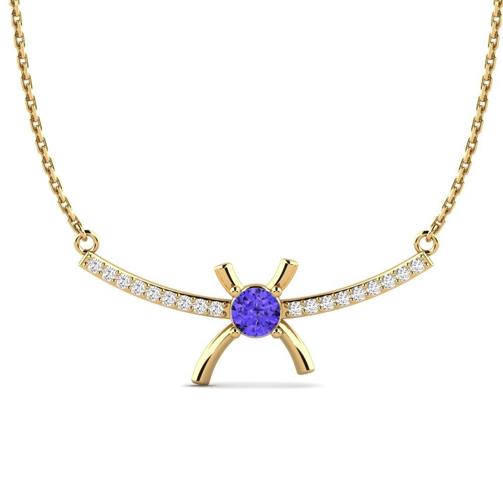 Gelbgold 585 Tansanit Damen halskette Herlighet