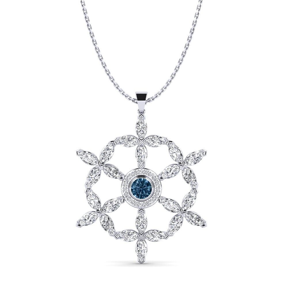 Set De Bijoux : Pendentif & Boucles D'oreilles En Or Blanc 18K - 3,27 Carats De Diamants Naturels - Marque Jisha