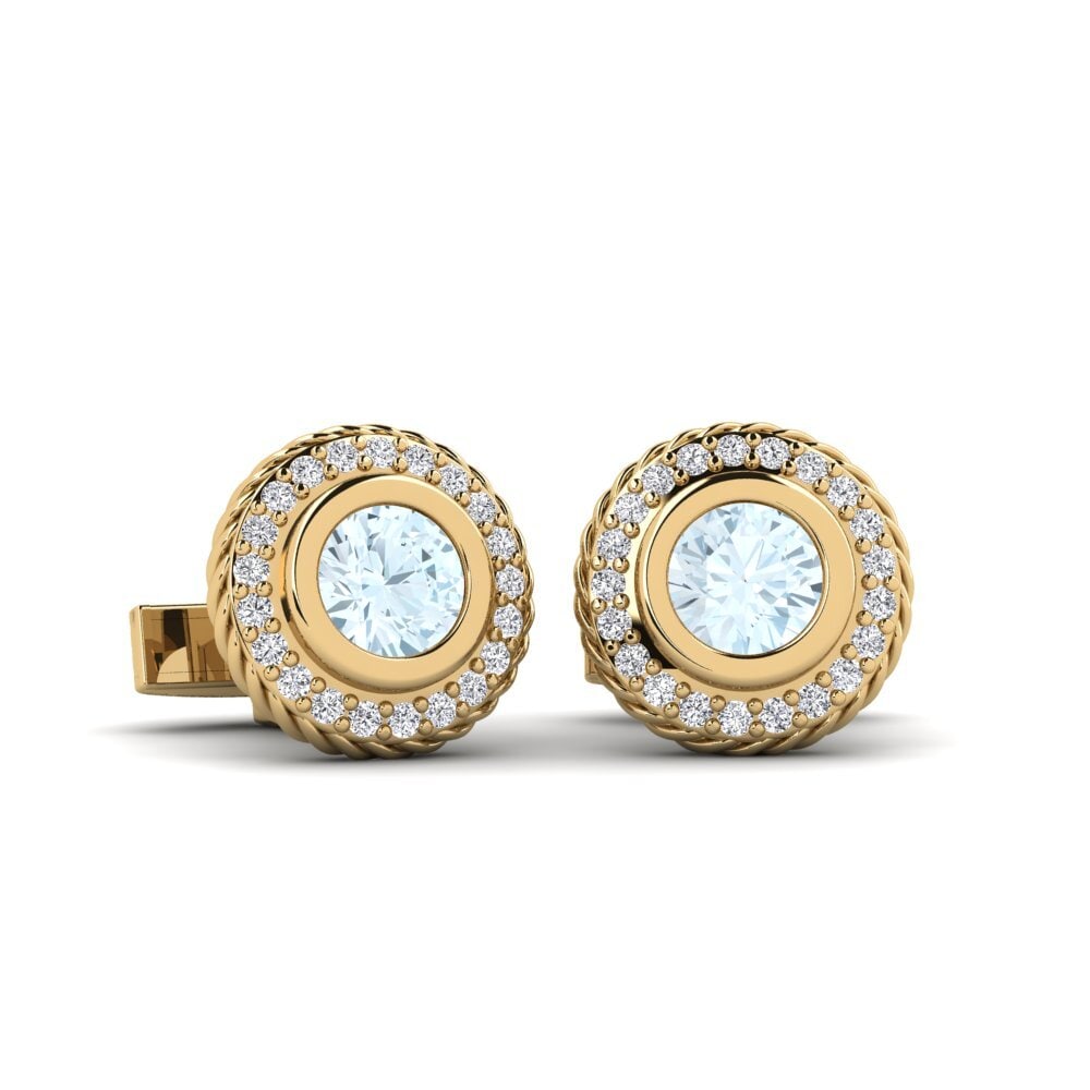 14ct Yellow Gold Aquamarine Cufflink Hermetis