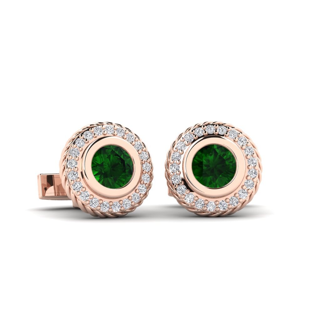 14ct Rose Gold Green Tourmaline Cufflink Hermetis