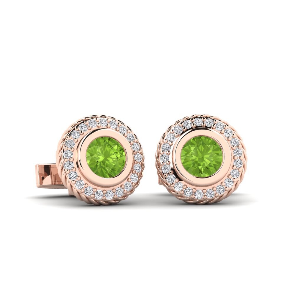 14ct Rose Gold Peridot Cufflink Hermetis