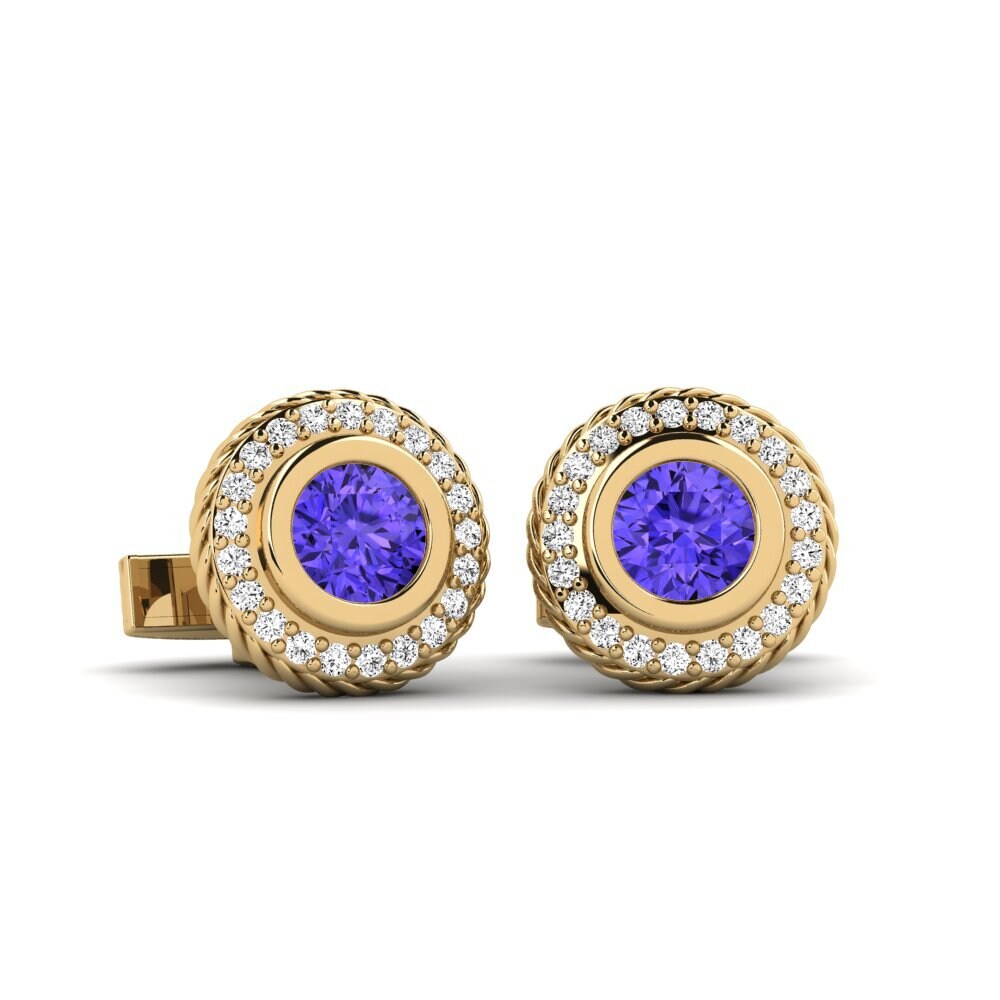 14ct Yellow Gold Tanzanite Cufflink Hermetis