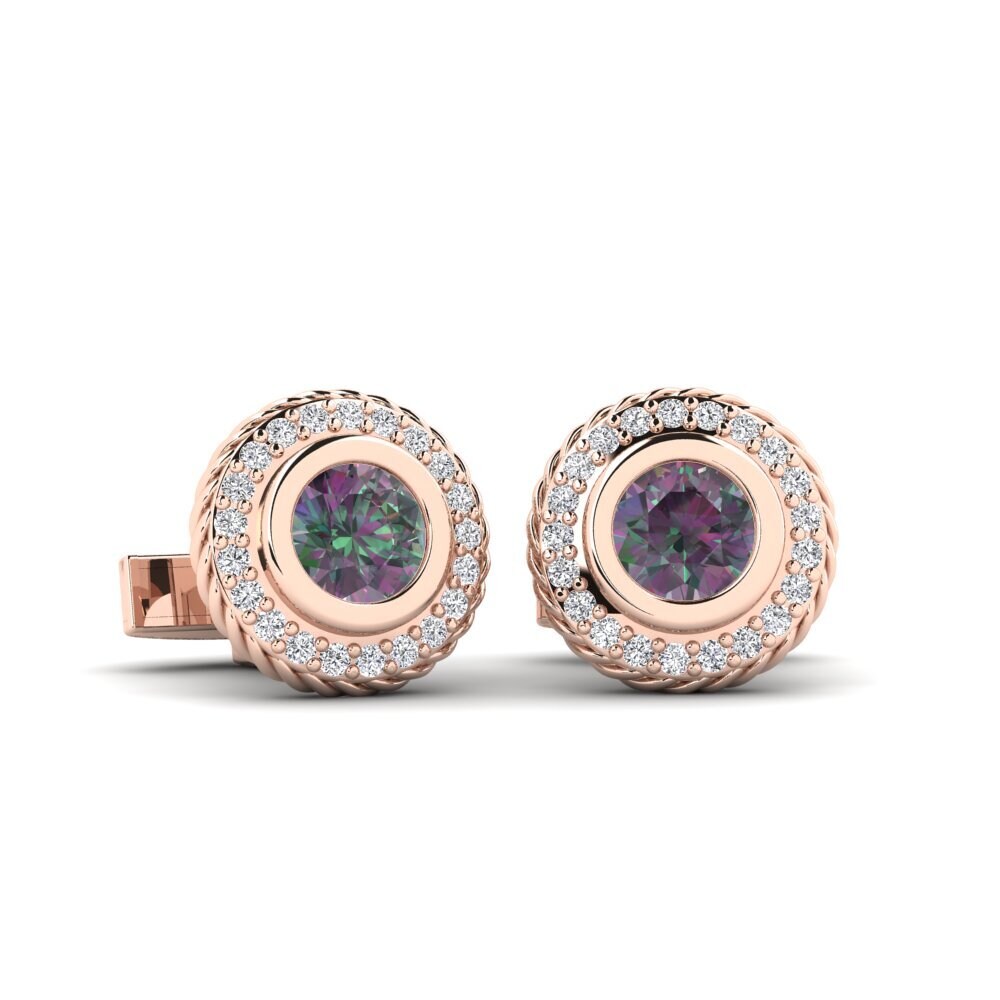 14ct Rose Gold Mystic Topaz Cufflink Hermetis