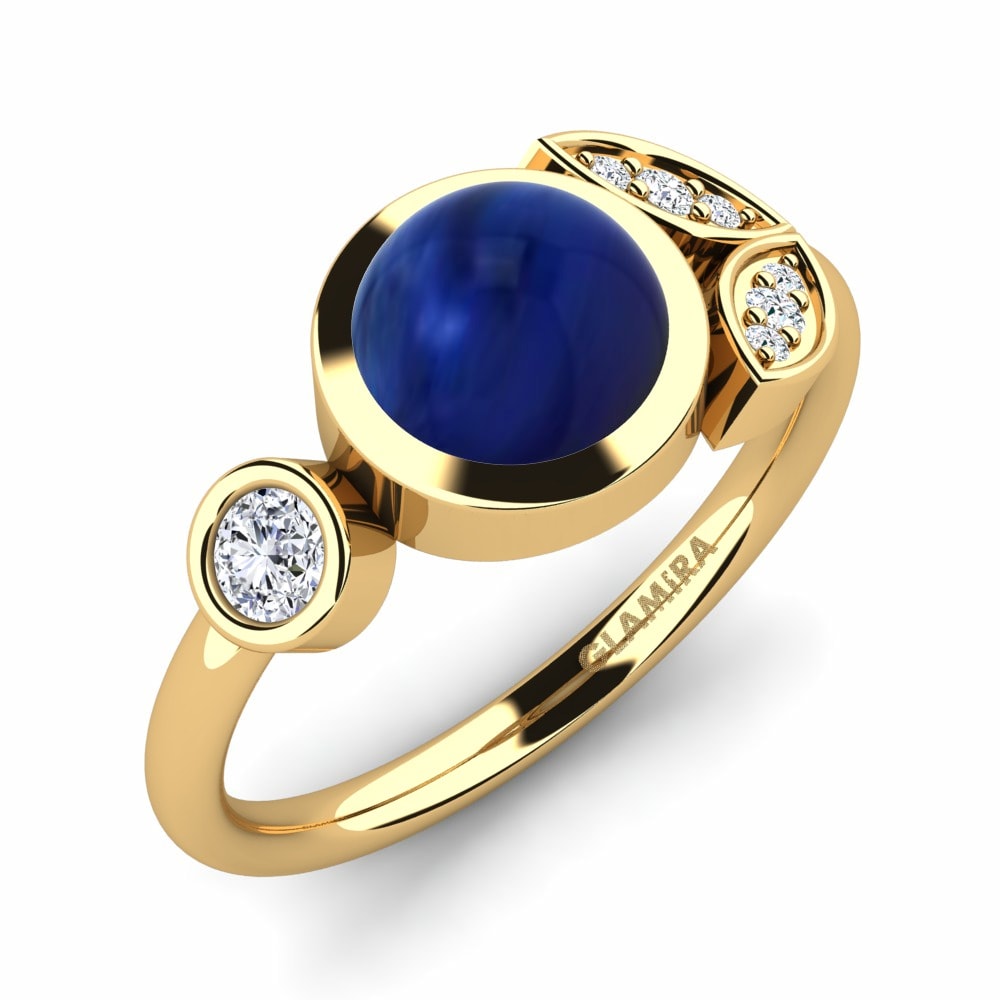 Cabochon Rings Herocia 585 Yellow Gold Sapphire (Lab Created)