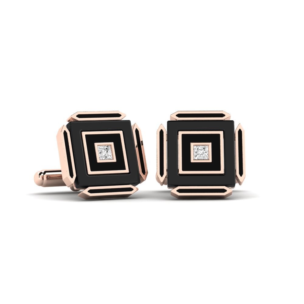 14ct Rose Gold White sapphire Cufflink Hetzel