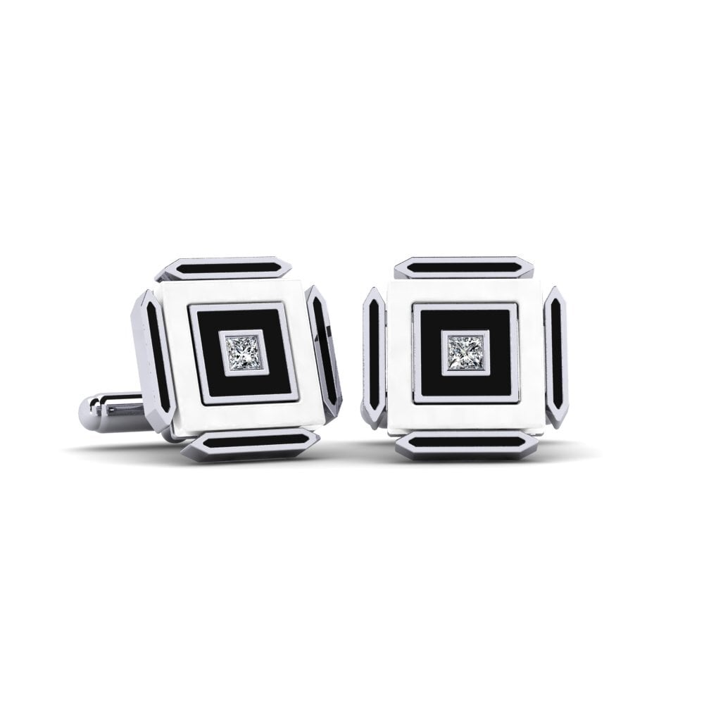 14ct White Gold Cufflink Hetzel
