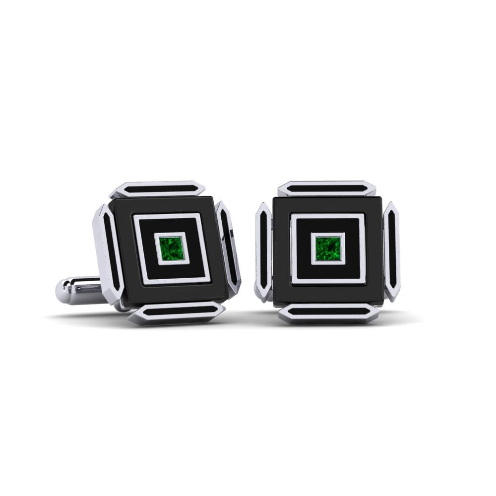 950 Platinum Green Zirconia Cufflink Hetzel