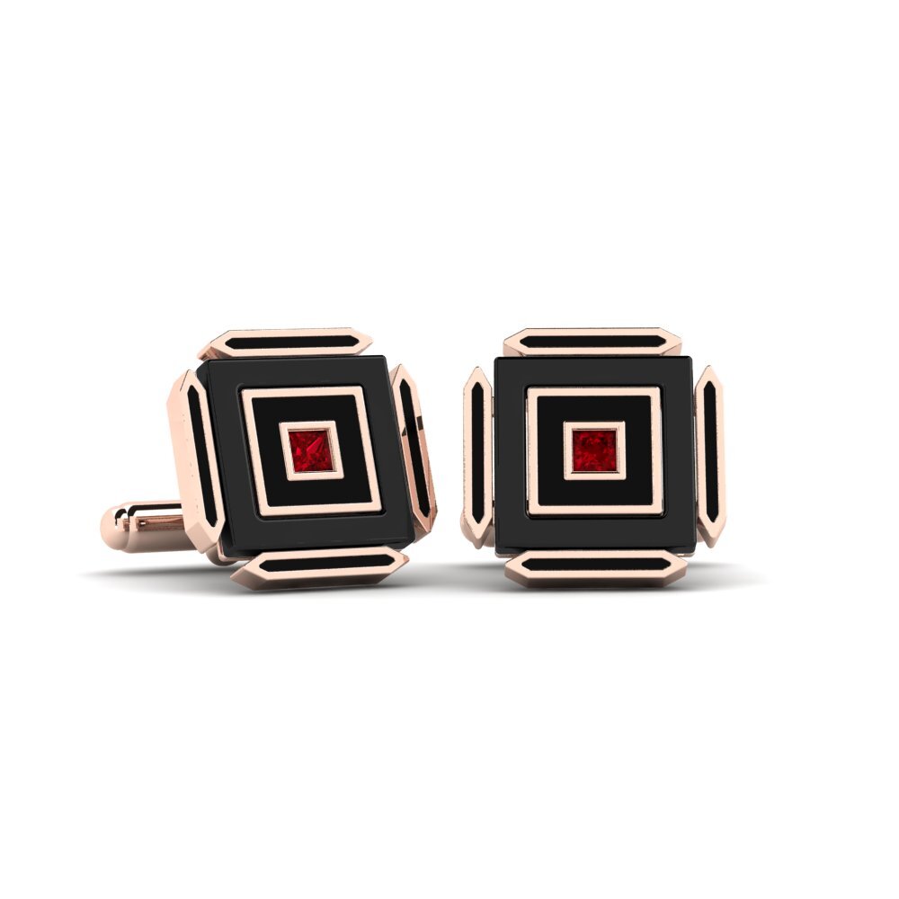 14k Oro Rosa Circonita Roja Gemelo Hetzel