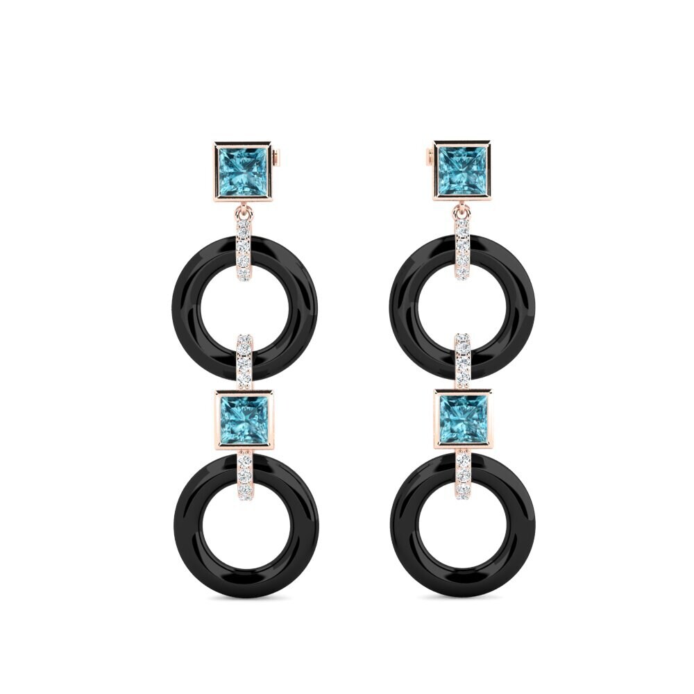 9ct Rose Gold Blue Zircon Women's Earring Hibbler