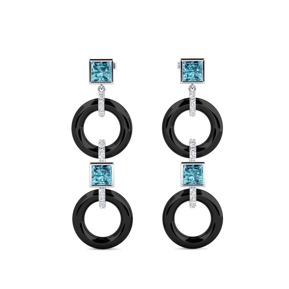 White Silver Blue Zircon Women's Earring Hibbler