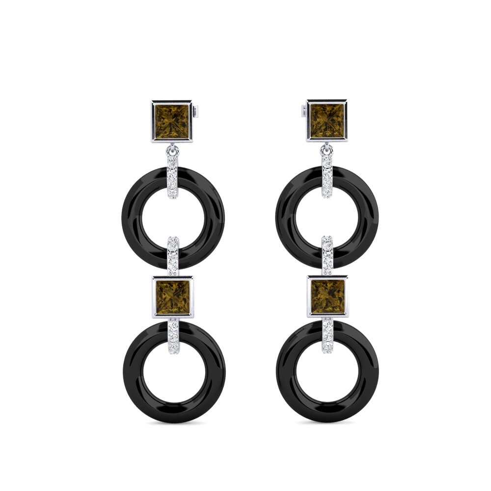 White Silver Brown Zircon Women's Earring Hibbler