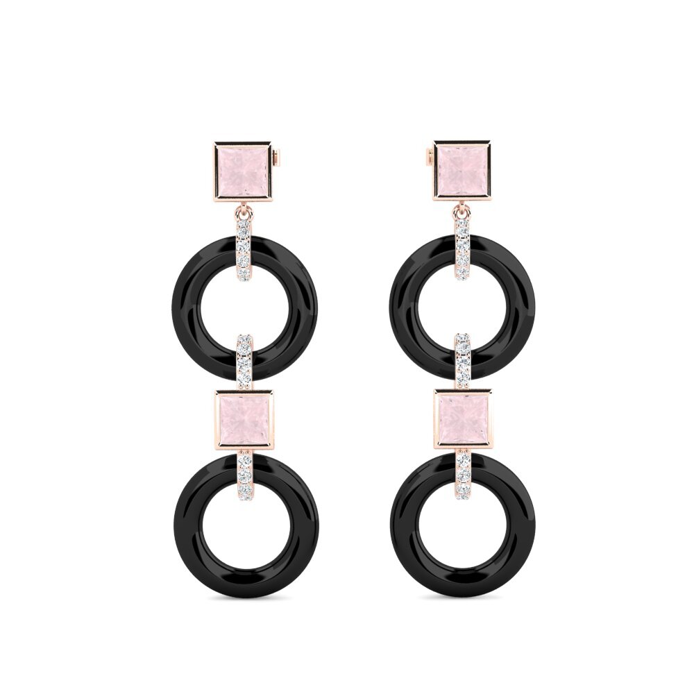 18ct Rose Gold Rose Quartz Women's Earring Hibbler