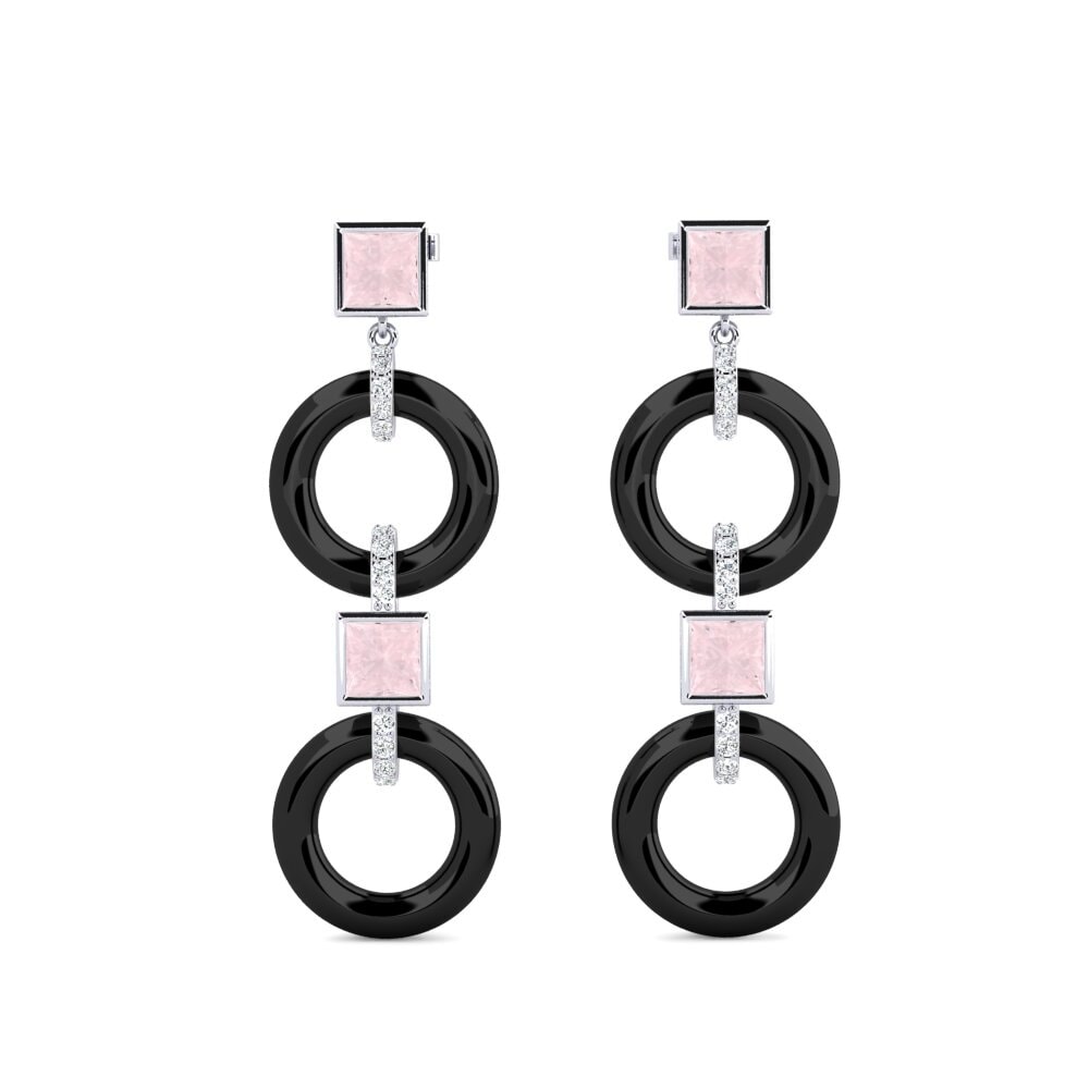 White Silver Rose Quartz Women's Earring Hibbler