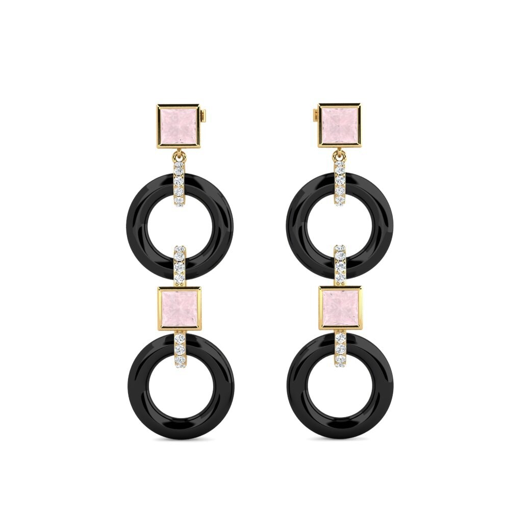 9ct Yellow Gold Rose Quartz Women's Earring Hibbler