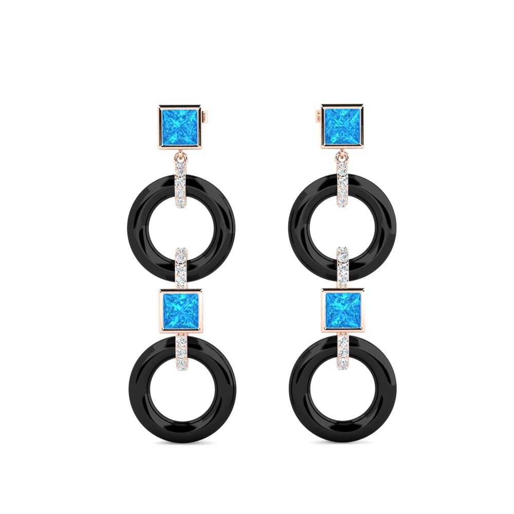 9ct Rose Gold Blue Topaz Women's Earring Hibbler