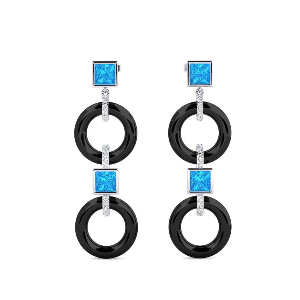 950 Platinum Blue Topaz Women's Earring Hibbler