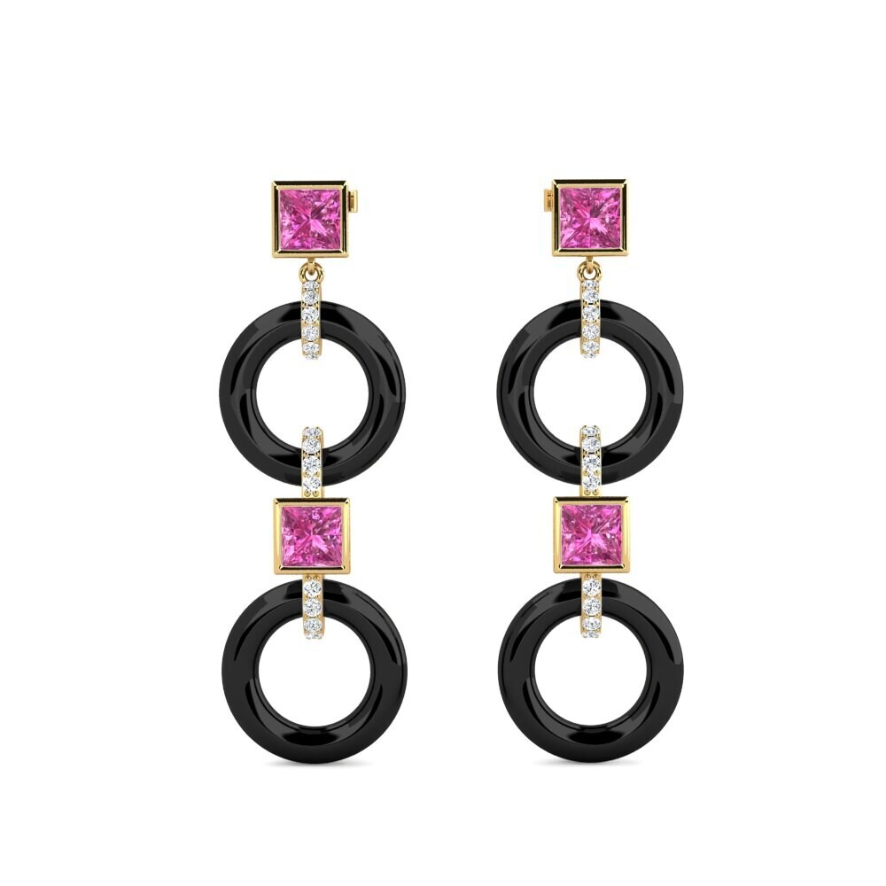 14ct Yellow Gold Pink Topaz Women's Earring Hibbler