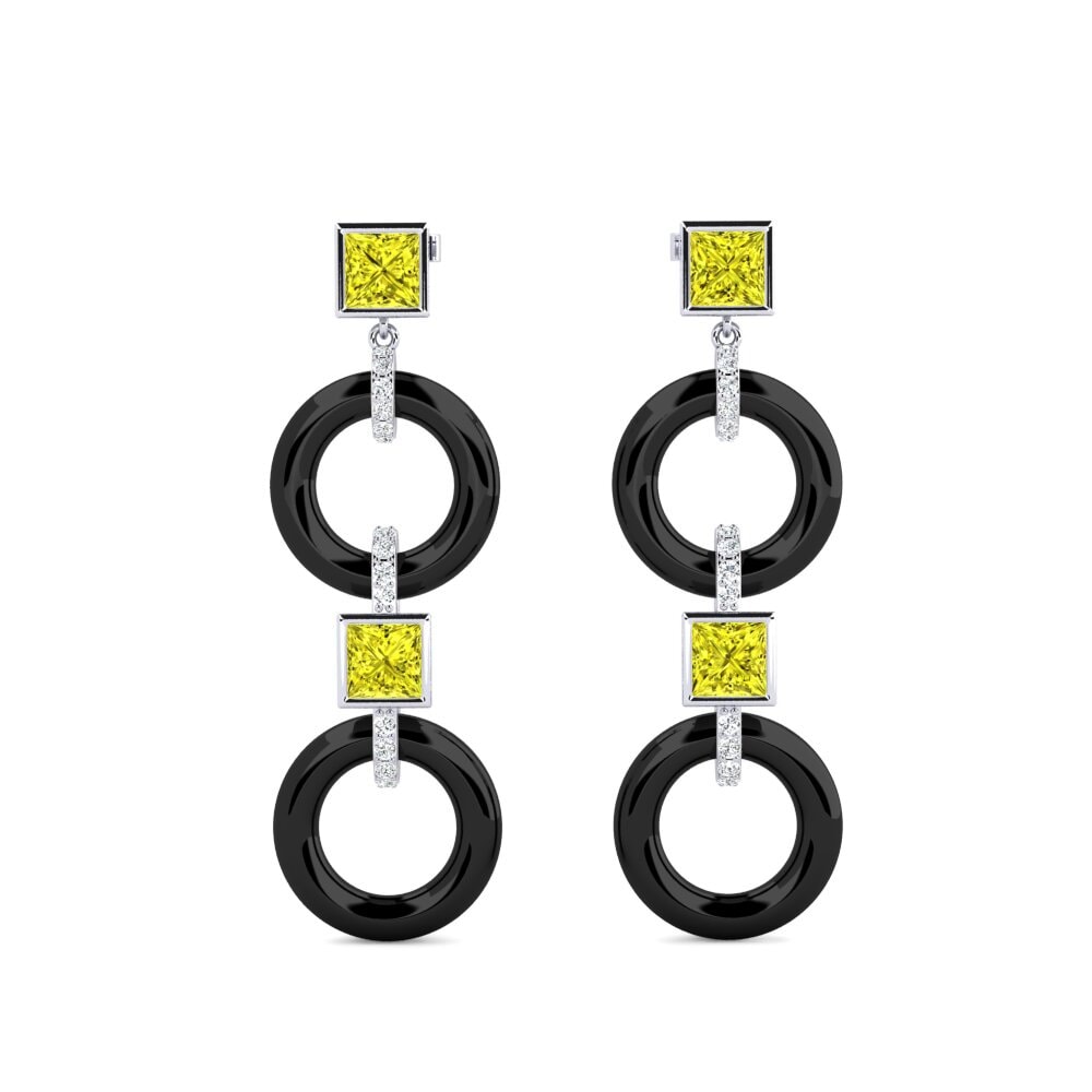 14ct White Gold Yellow Diamond Women's Earring Hibbler