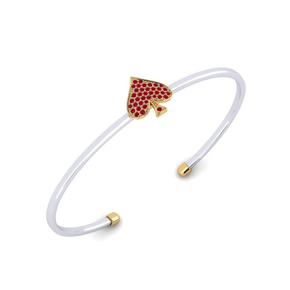 9ct White & Yellow Gold Red Zirconia Women's Bracelet Hicken
