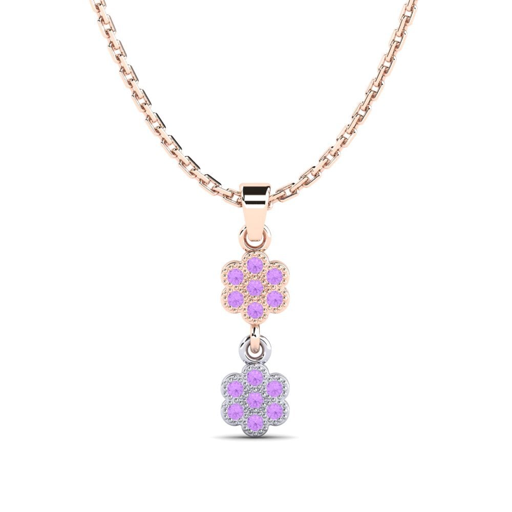 9k Oro Rosa & Blanco Amatista Colgante de Mujer Hickshull