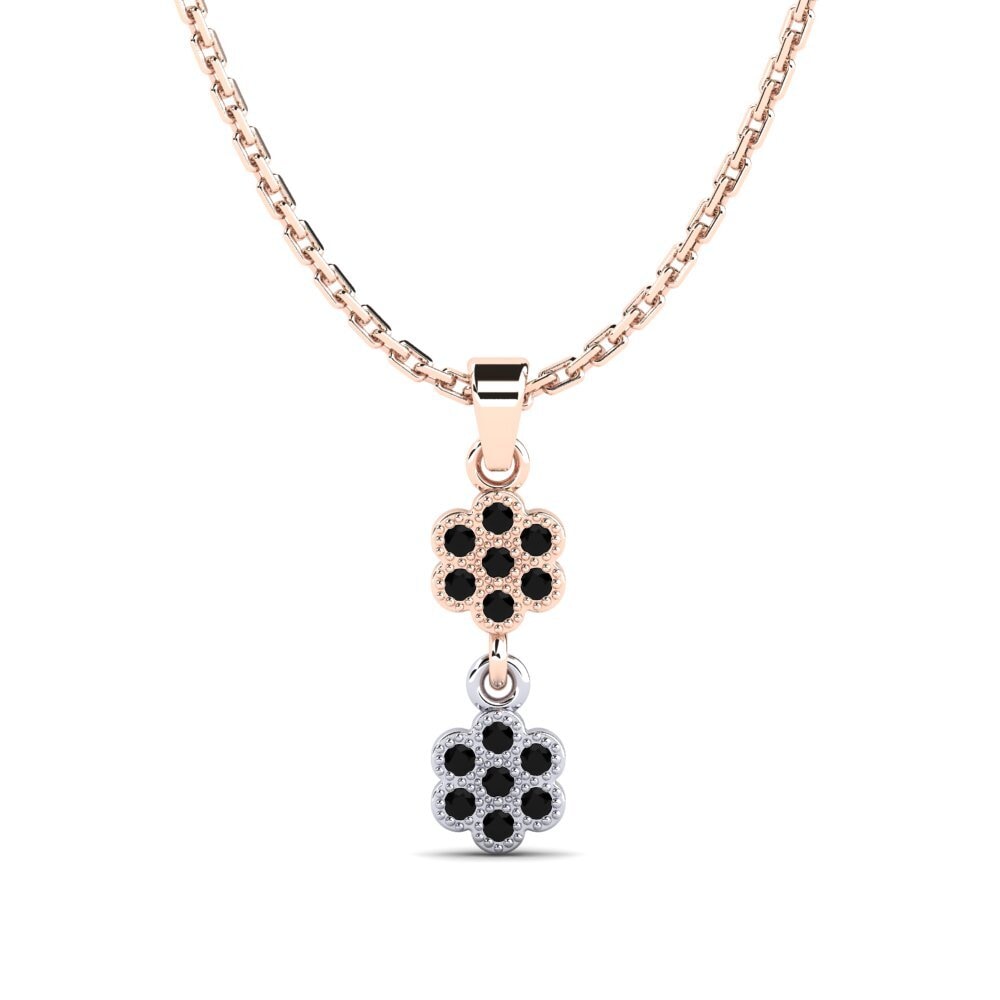 9k Oro Rosa & Blanco Ónix Negro Colgante de Mujer Hickshull