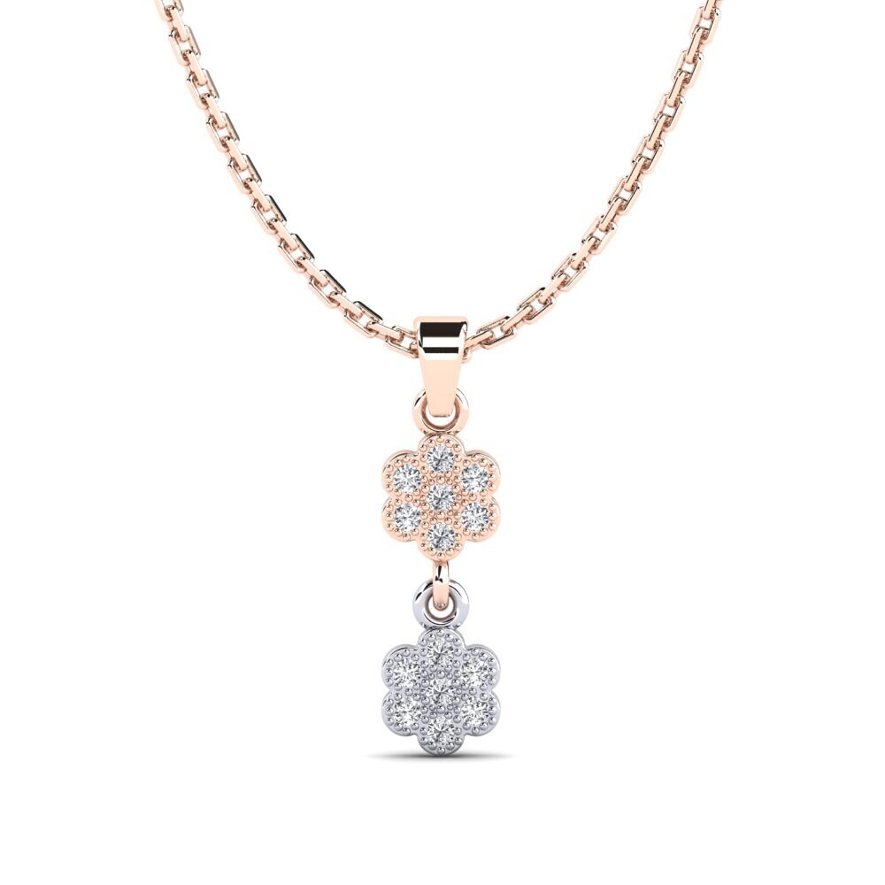 9k Oro Rosa & Blanco Diamante Colgante de Mujer Hickshull