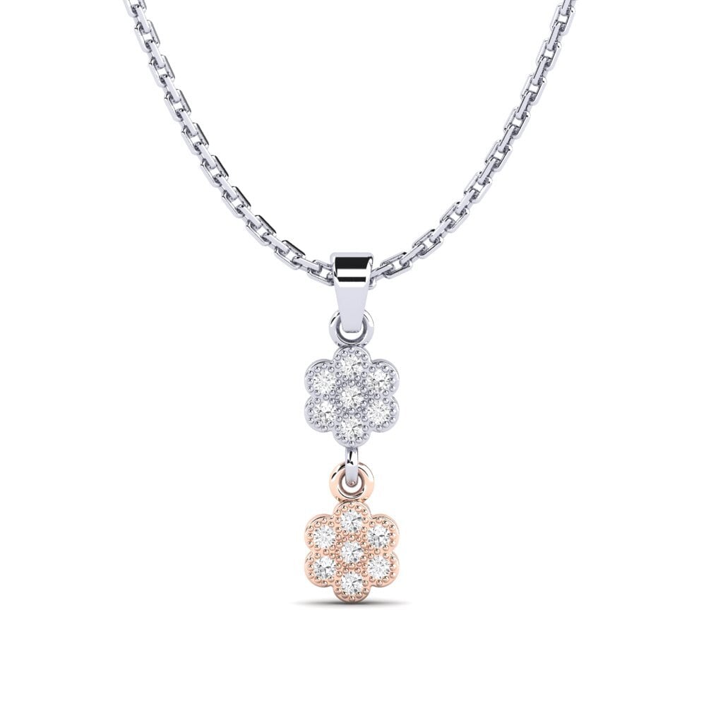 18k Oro Blanco & Rosa Zafiro blanco Colgante de Mujer Hickshull