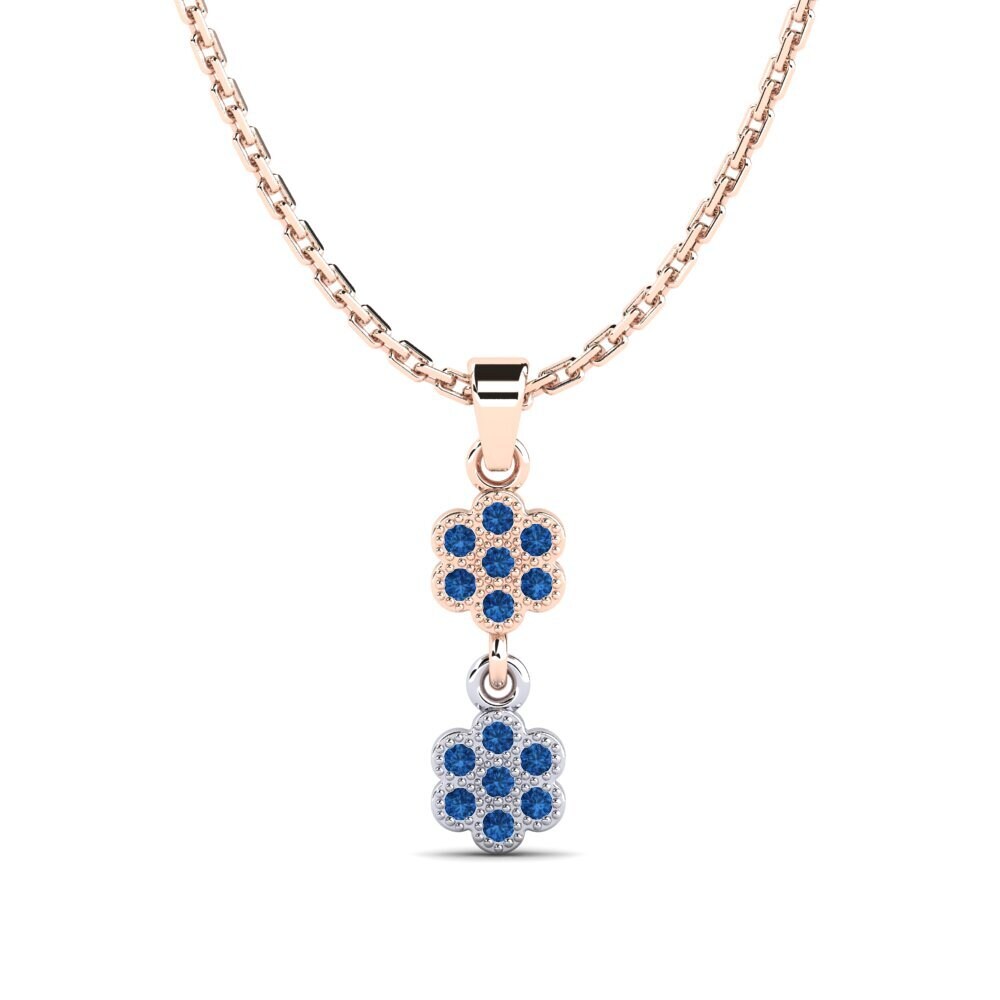 9k Oro Rosa & Blanco Circonita Azul Oscuro Colgante de Mujer Hickshull