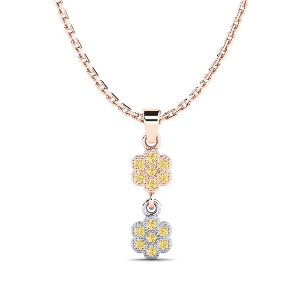 9k Oro Rosa & Blanco Diamante Amarillo Colgante de Mujer Hickshull