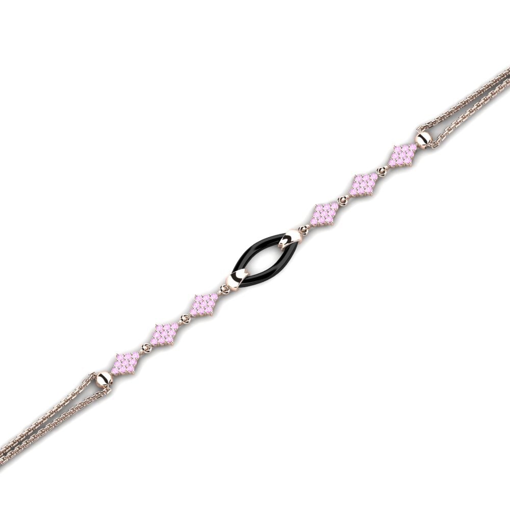 18k Oro Rosa Zafiro Rosado Pulsera de Mujer Hickson