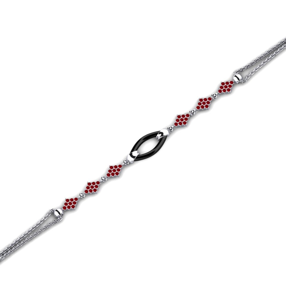 950 Palladium Red Zirconia Women's Bracelet Hickson