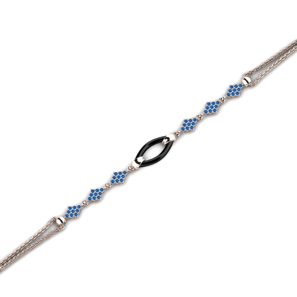 14K Rose Gold Dark Blue Zirconia Bracelet Hickson