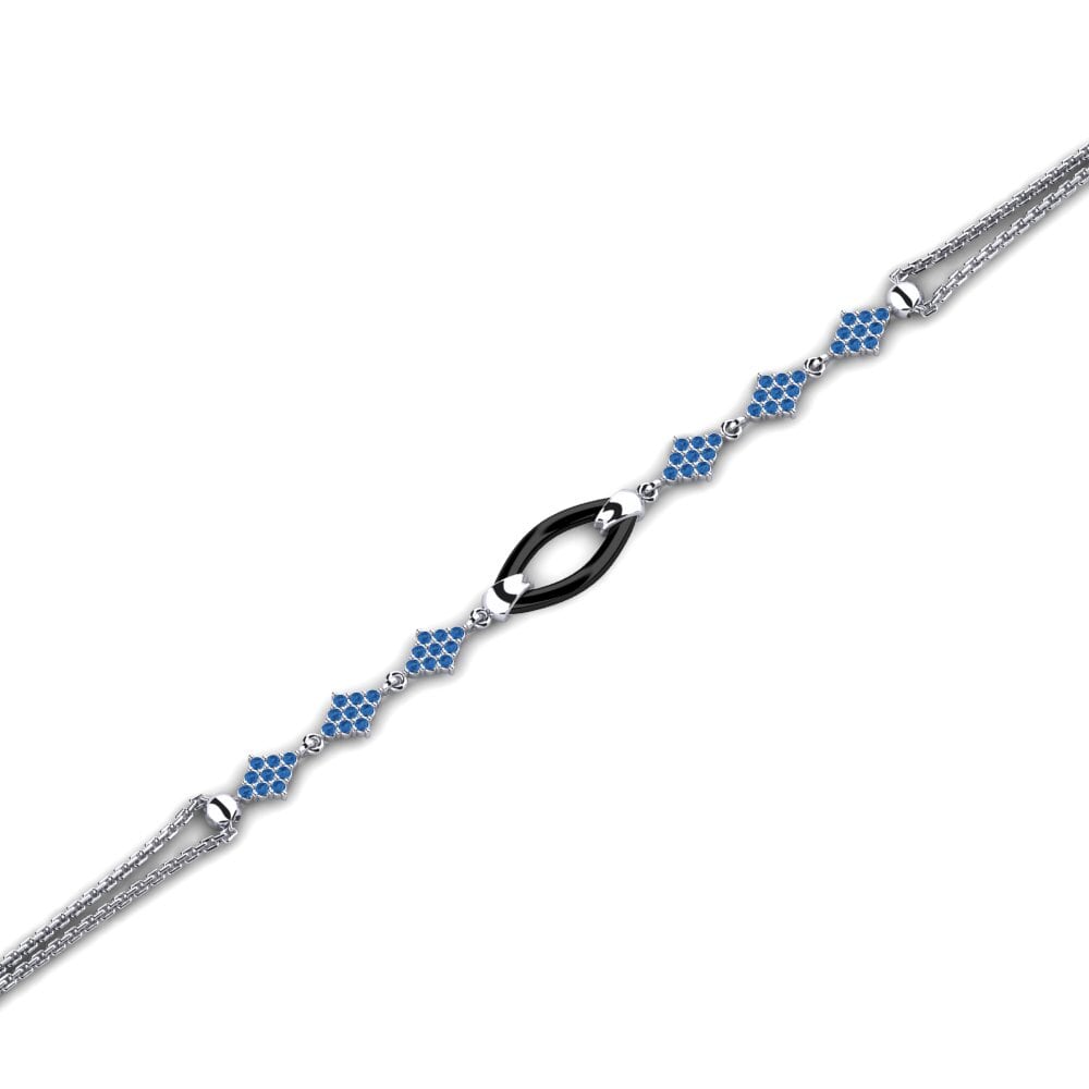 950 Palladium Dark Blue Zirconia Bracelet Hickson