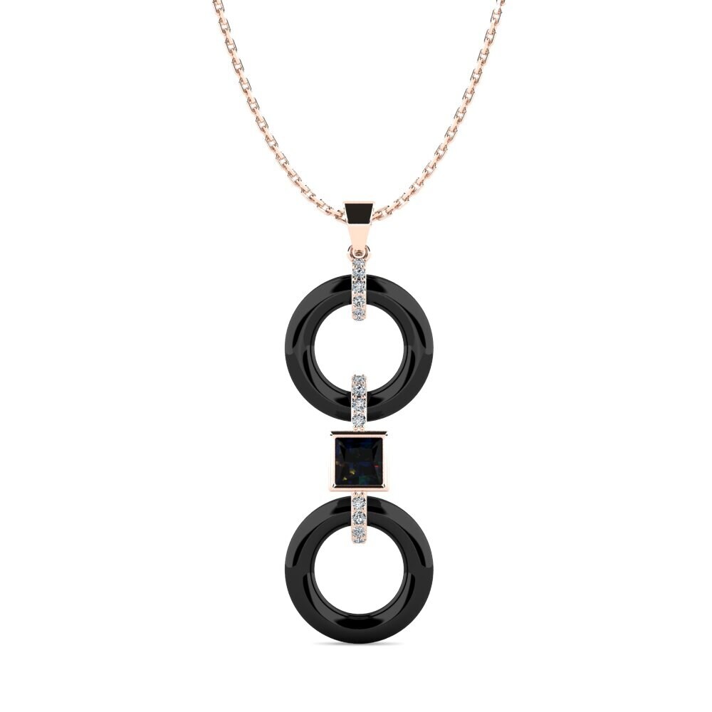 14ct Rose Gold Black Opal Women's Pendant Higham