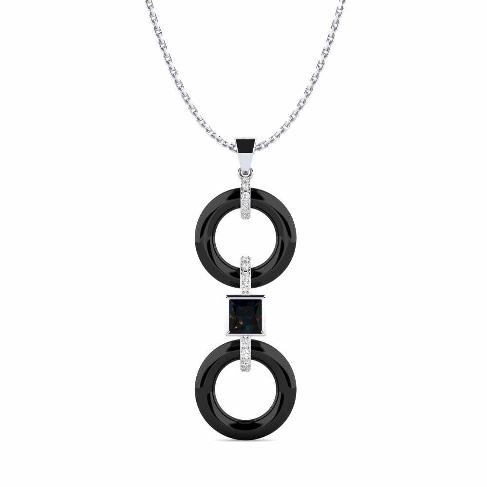 White Silver Black Opal Women's Pendant Higham