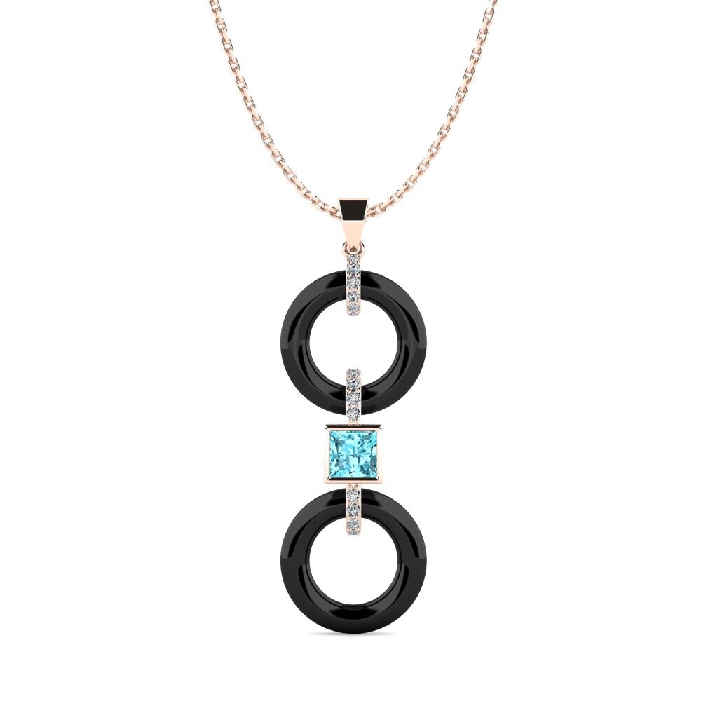 9ct Rose Gold Blue Zircon Women's Pendant Higham