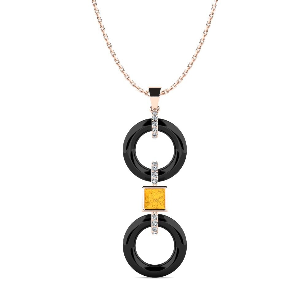 9ct Rose Gold Citrine Women's Pendant Higham