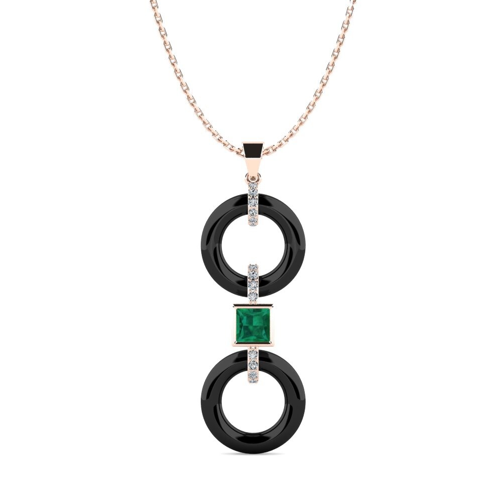 9ct Rose Gold Emerald Women's Pendant Higham