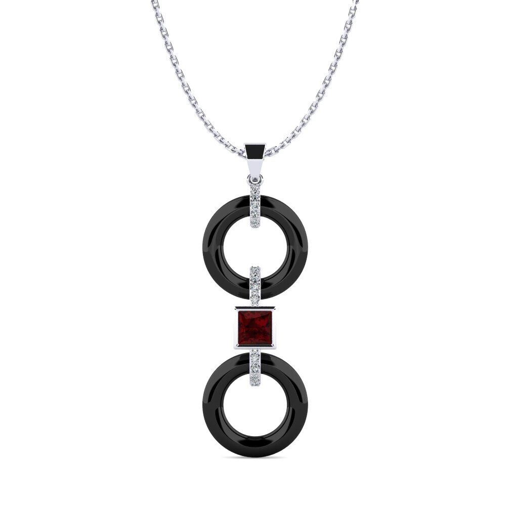 950 Platinum Garnet Women's Pendant Higham