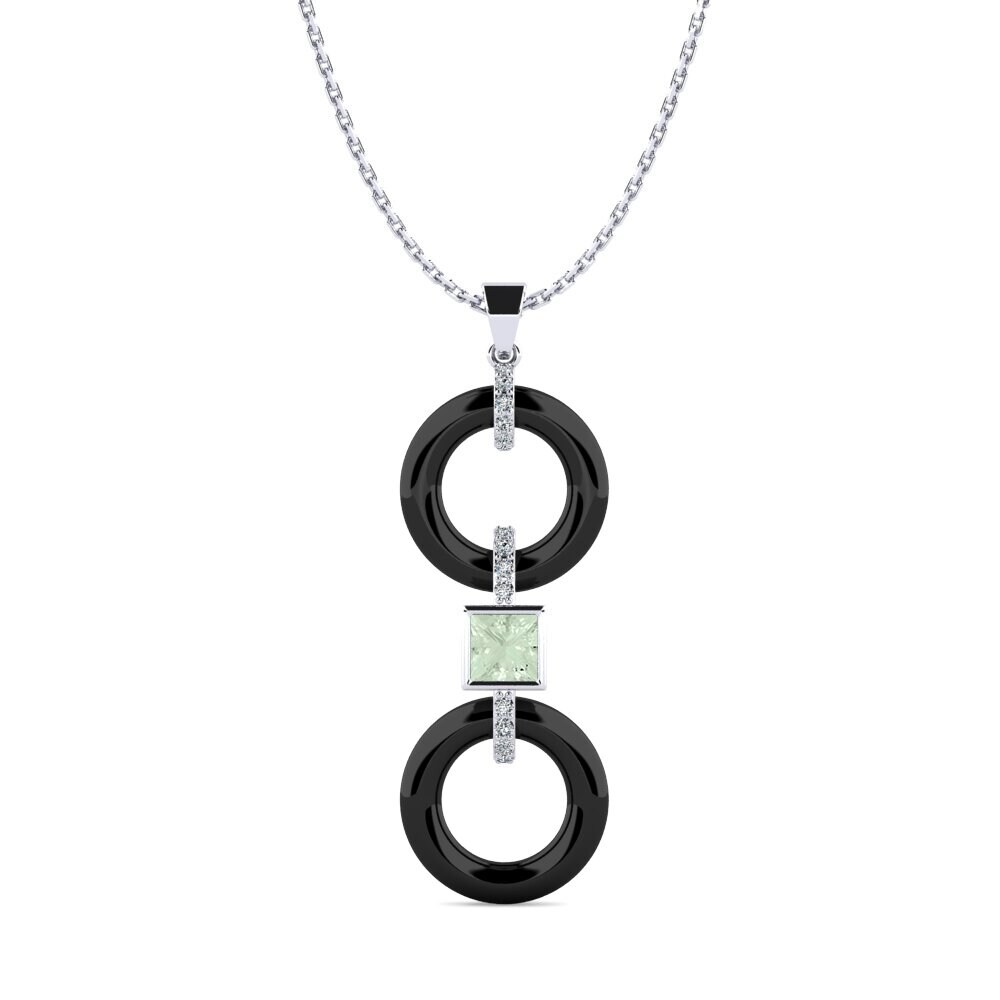 950 Platinum Green Amethyst Women's Pendant Higham