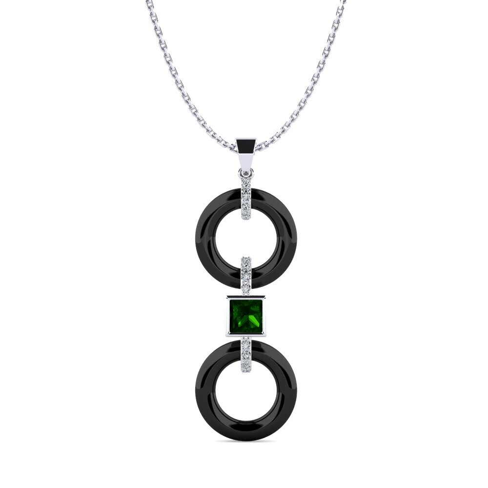 White Silver Green Tourmaline Women's Pendant Higham