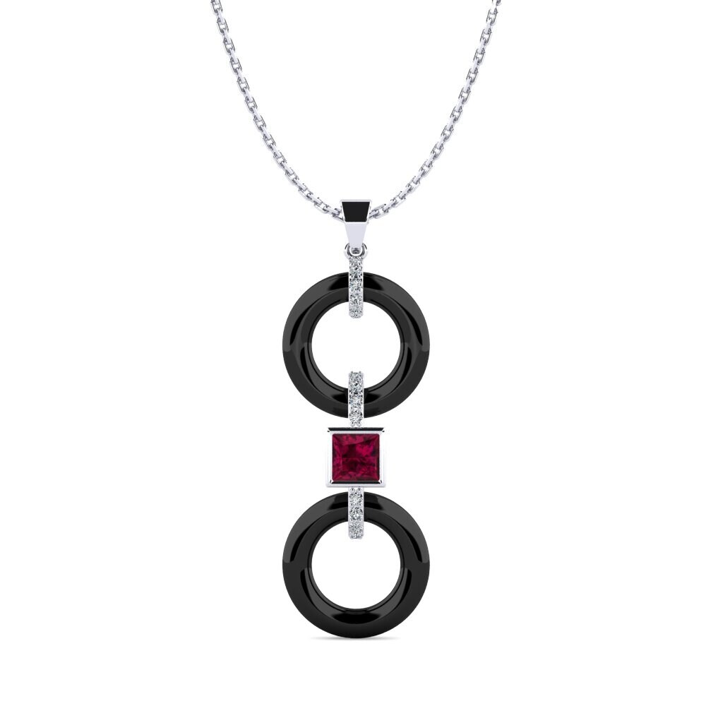 9ct White Gold Rhodolite Garnet Women's Pendant Higham