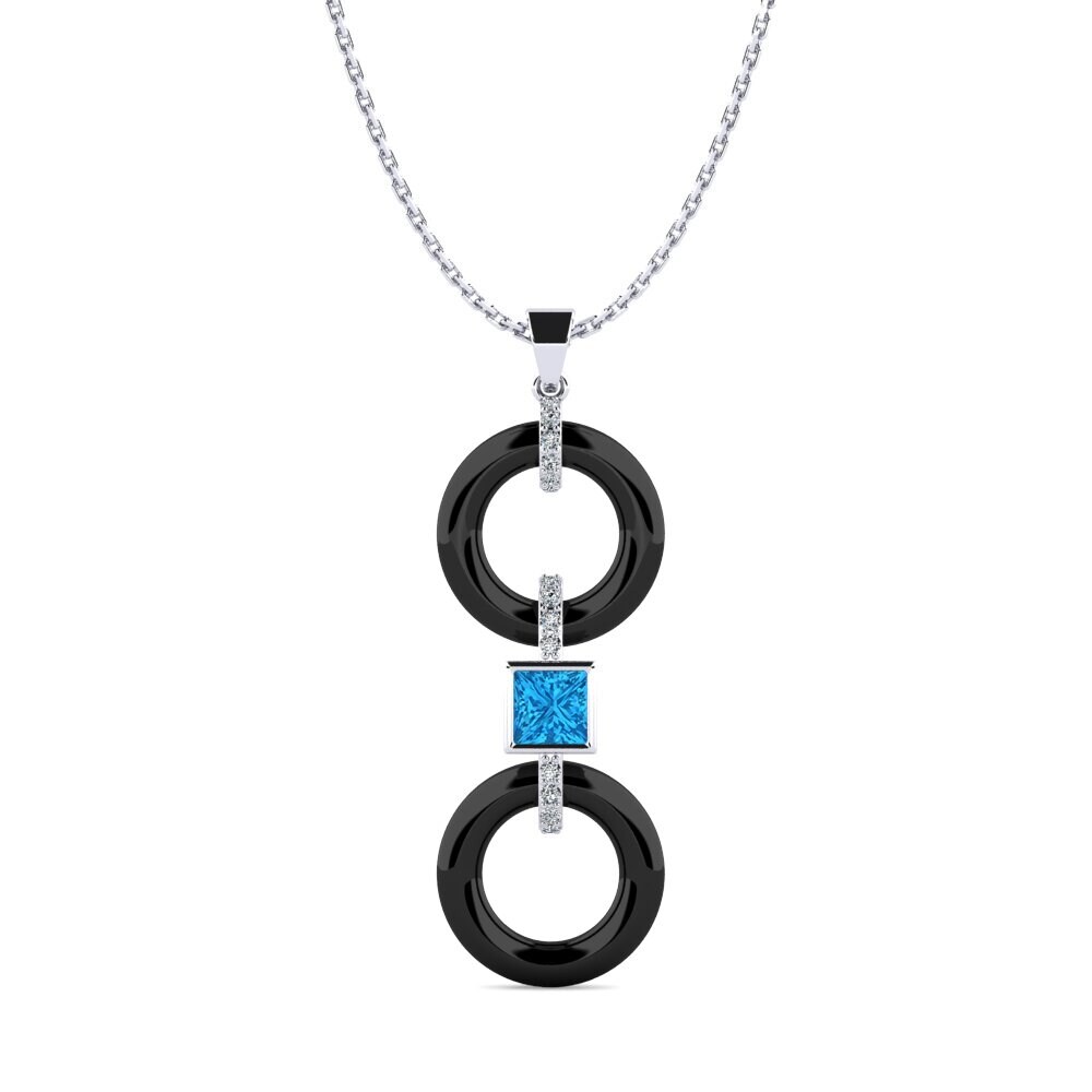 950 Platinum Blue Topaz Women's Pendant Higham
