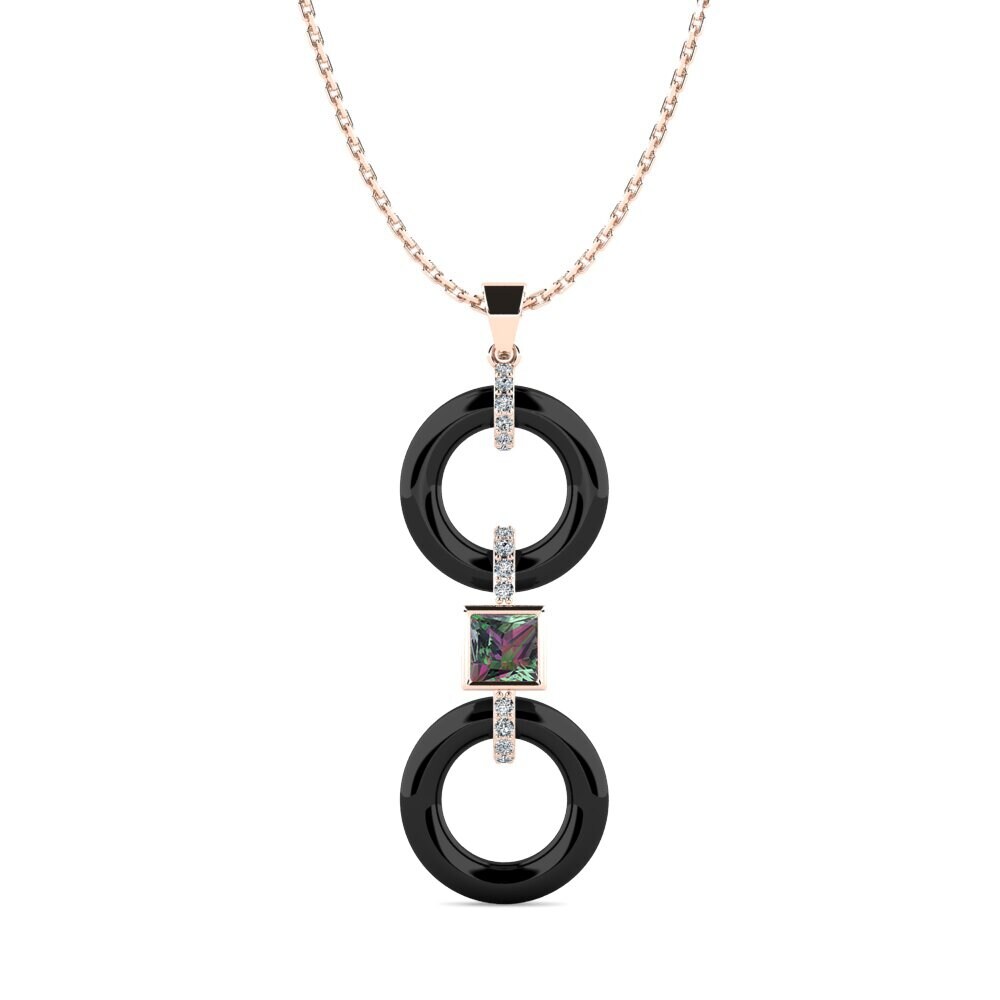 18ct Rose Gold Mystic Topaz Women's Pendant Higham