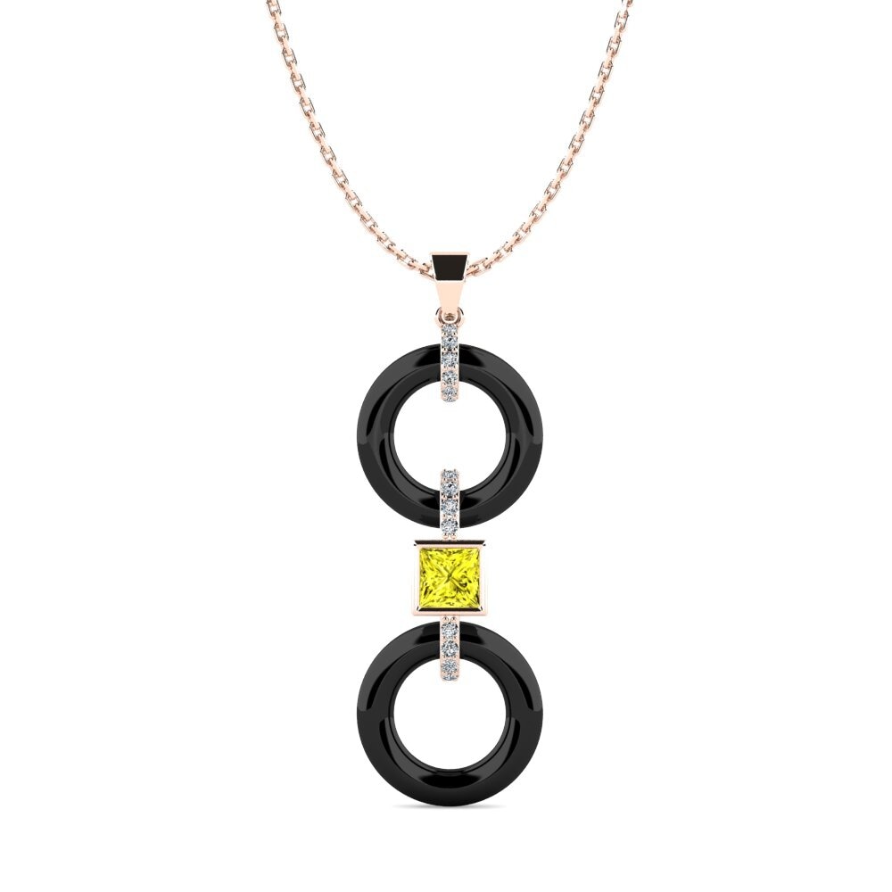 9ct Rose Gold Yellow Diamond Women's Pendant Higham