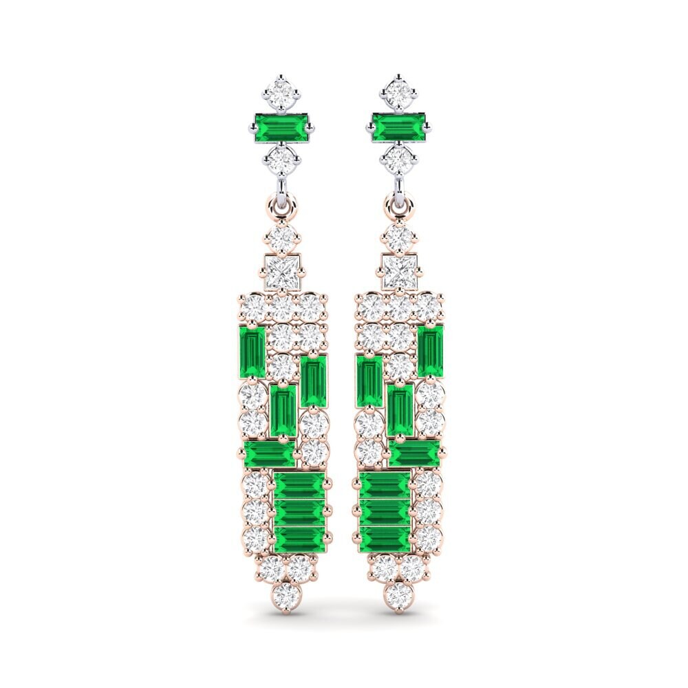 Brincos Premium Vermelho & Branco-14K Tsavorite