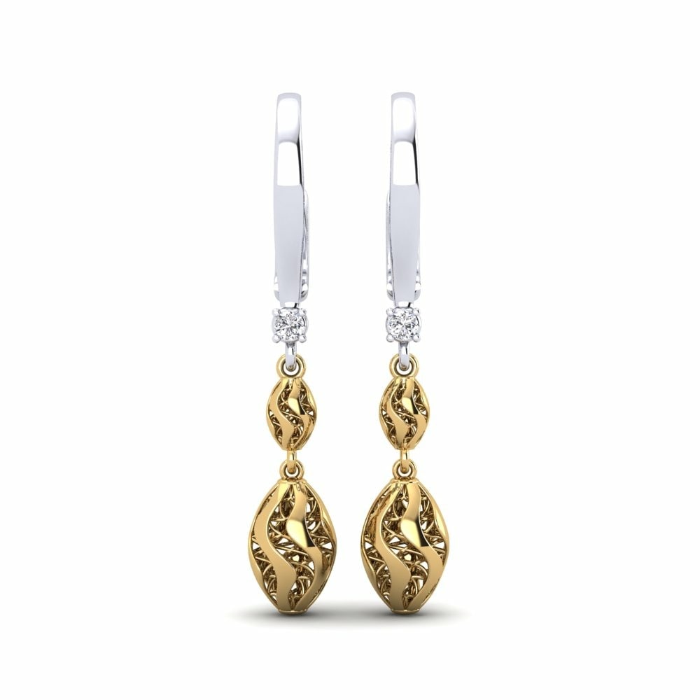 14k Oro Amarillo & Blanco Pendiente de mujer Hilario